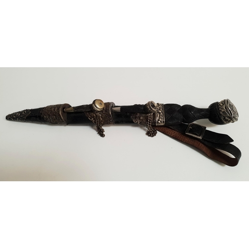 230 - SCOTTISH POLICE DIRK
with silver plated mounts and marked Sempler Vigilo by R.G. Lawrie, with a carv...