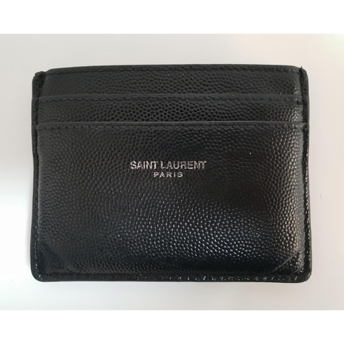 277 - SAINT LAURENT PARIS CREDIT CARD CASE
with embossed signature to the grain de poudre embossed black l... 