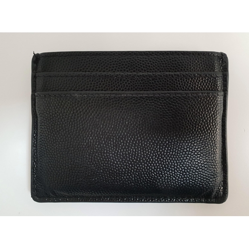 Saint Laurent Paris Credit Card Case in Grain de Poudre Embossed