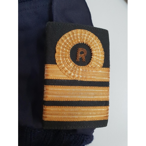 314 - ROYAL NAVY UNIFORM
comprising a pair of Reserve Commander epaulettes, two navy blue ribbed jumpers, ... 