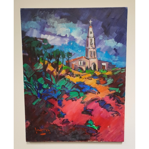 371 - CLIVE VINCENT JACHNIK
The church, acrylic on canvas, signed, 86.5cm x 66cm `