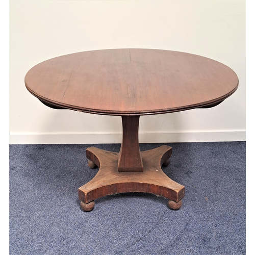 455 - WILLIAM IV MAHOGANY BREAKFAST TABLE
with a circular tilt top on a shaped column and quadripartite ba... 