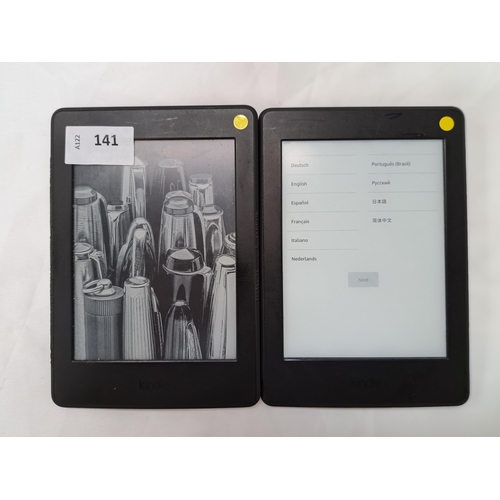 141 - TWO AMAZON KINDLE PAPERWHITE 3 E-READERS
serial numbers G090 G105 5253 0ENP and G090 G105 7446 0C3L ... 