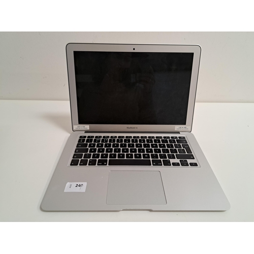 240 - APPLE MACBOOK AIR
model A1466; Serial number FVHXD99GJ1WK; Wiped
Note: It is the buyer's responsibil... 