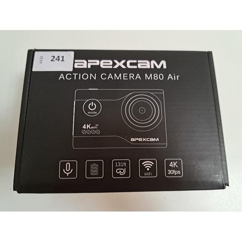 241 - BOXED APEXCAM ACTION CAMERA M80 AIR
with accessories and protective case