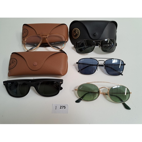 275 - FOUR PAIRS OF RAY-BAN SUNGLASSES
with a pair of Ray-Ban glasses, three pairs in cases (5)