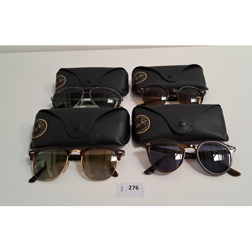 276 - FOUR PAIRS OF RAY-BAN SUNGLASSES
all in cases
Note: one pair has prescription lenses