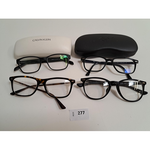 277 - FOUR PAIRS OF DESIGNER GLASSES
comprising two pairs of Ray-Ban, Gucci and Calvin Klein with two pair... 