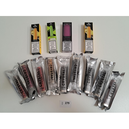 279 - SELECTION OF DISPOSABLE VAPES
comprising nine SKE Crystal Bar Vapes; three Geek Bar vapes; and one V... 