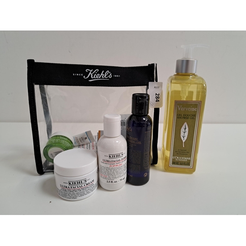 284 - NEW KIEHL'S TOILETRIES AND L'OCCITANE VERVEINE SHOWER GEL
including Kiehl's Ultra Facial Cleanser, A... 