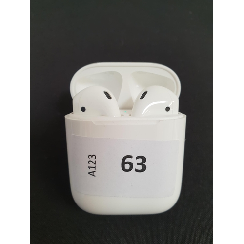 63 - PAIR OF APPLE AIRPODS 2ND GENERATION
in Lightning charging case