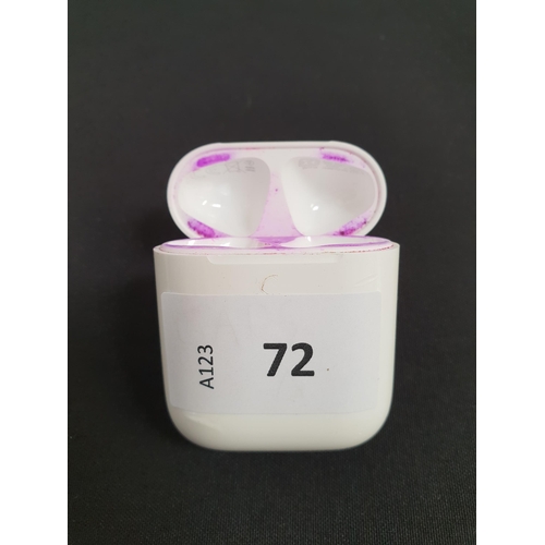 72 - APPLE AIRPODS LIGHTNING CHARGING CASE
Note: case has scratched in writing and has been coloured purp... 