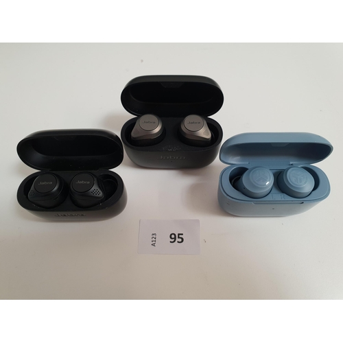 95 - THREE PAIRS OF EARBUDS IN CHARGING CASES
comprising Jabra and Jlab