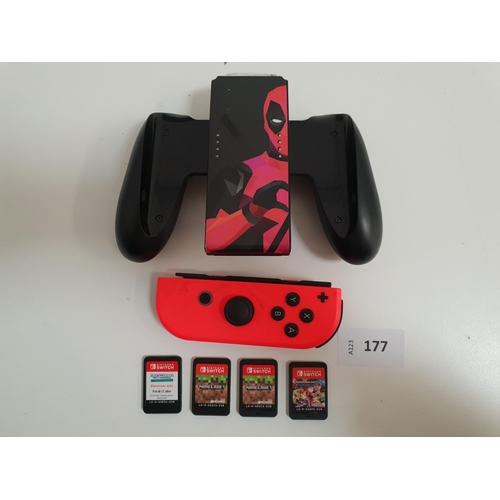 177 - NINTENDO SWITCH JOY-CON CONTROLLER
with one right Joy-Con and four games comprising two Minecraft, M... 