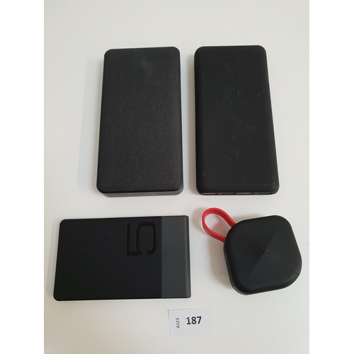 187 - SELECTION OF FOUR POWERBANKS
including Toospon, Mezone