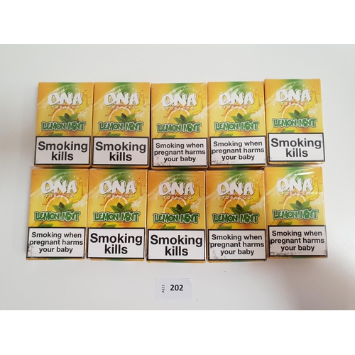 202 - TEN PACKETS OF LEMON MINT ONA HOOKAH TOBACCO  
Note: You must be over 18 years of age to bid on this... 