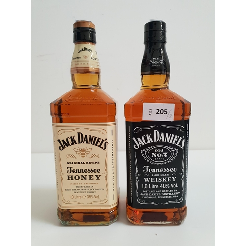 205 - TWO BOTTLES OF JACK DANIEL'S WHISKEY
comprising Old No.7 Tennessee Whiskey (40%, 1L) and Tennessee H... 