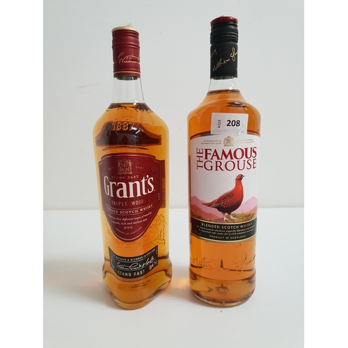 208 - TWO BOTTLES OF WHISKY
comprising The Famous Grouse Blended Scotch (40%, 1L), Grant's Triple Wood Ble... 