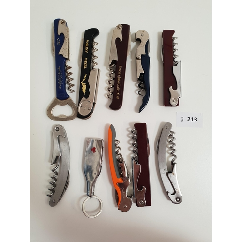 213 - TEN BOTTLE-OPENER TOOLS
of various sizes and designs