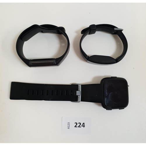 224 - THREE FITBIT FITNESS TRACKERS
including a Charge 5, a Versa 1 and an Inspire HR (3)