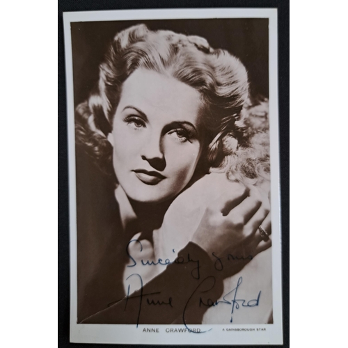 74 - ANNE CRAWFORD
three signed black and white portrait cards
Note: British actress who appeared in in w... 