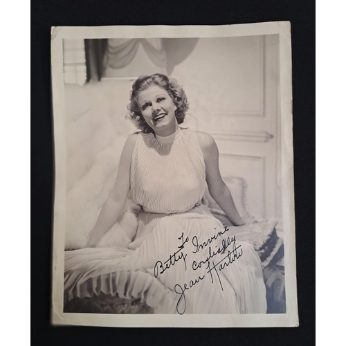 78 - JEAN HARLOW
signed 10x8 black and white photograph. With dedication to Betty Irvine. Together with p... 