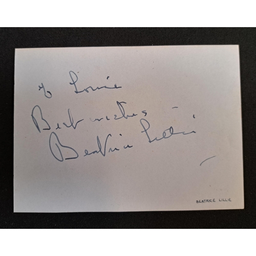 87 - BEATRICE LILLIE
facsimile signed portrait photograph. with a signed and dedicated card
Note: Canadia... 