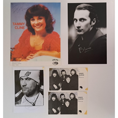 129 - SELECTION OF MUSIC RELATED SIGNED PHOTOGRAPHS
comprising Tammy Cline, Black, Fish, Tim Rice, Val Doo... 