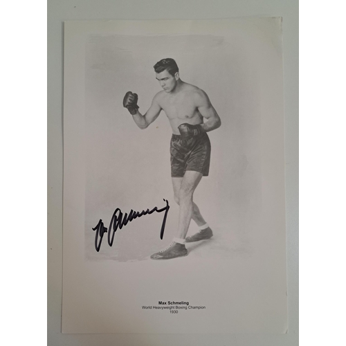 131 - MAX SCHMELING
signed black and white photograph measuring approximately 29.5cm x 21cm. With Andrew C... 