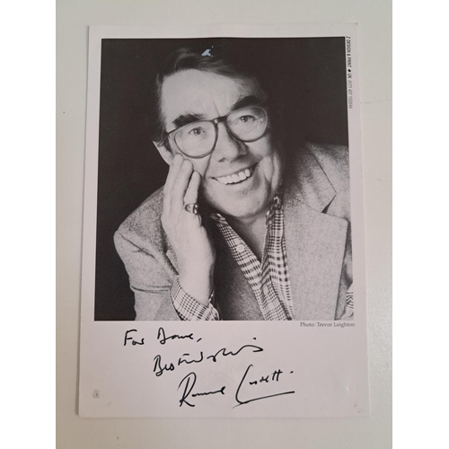 134 - RONNIE CORBETT
signed black and white portrait photograph measuring 15cm x 10.5cm
Note: Scottish act... 