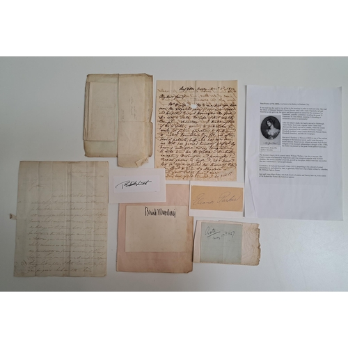 153 - SELECTION OF HAND WRITTEN LETTERS AND AUTOGRAPHS
including a letter by Jane Porter (Scottish Writer ... 