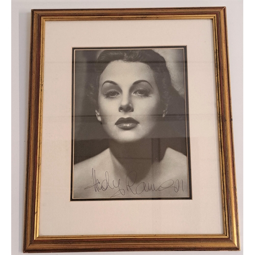 70A - HEDY LAMARR
signed and framed black and white photograph measuring approximately 26cm x 19cm
Note: A... 