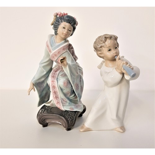 151 - LLADRO PORCELAIN FIGURINE
depicting a Geisha in traditional dress, 19.5cm high and a Lladro figurine... 