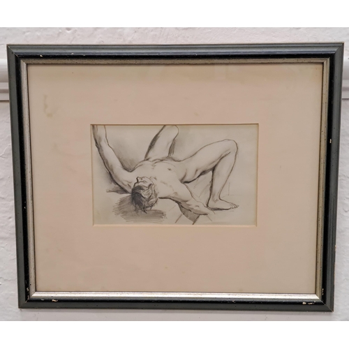 301 - WILLIAM EDWARD FROST RA (1810-1877)
Reclining nude, pencil, label to verso, 10.5cm x 17cm