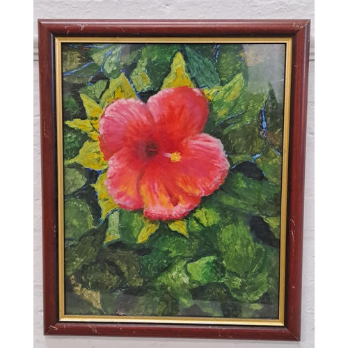 303 - NAT CORSTORPHINE
Hibiscus, acrylic on board, signed, 48.5cm x 38.5cm