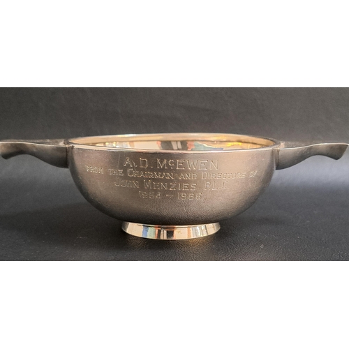 120 - SCOTTISH HAMILTON & INCHES SILVER QUAICH
with inscription 'A.D.McEwen. From the Chairman and Directo... 