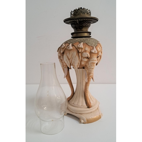 147 - VICTORIAN ELEPHANT OIL LAMP
by Alfred Stellmacher, raised on a shaped base with a central column wit... 