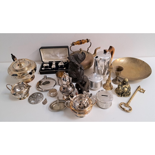 209 - GOOD SELECTION OF METALWEAR 
including a picquot coffee pot and sugar bowl; a Wembley 1924 trinket b... 