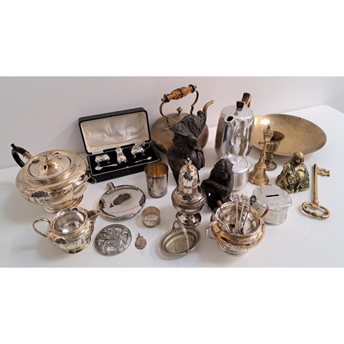 209 - GOOD SELECTION OF METALWEAR 
including a picquot coffee pot and sugar bowl; a Wembley 1924 trinket b... 