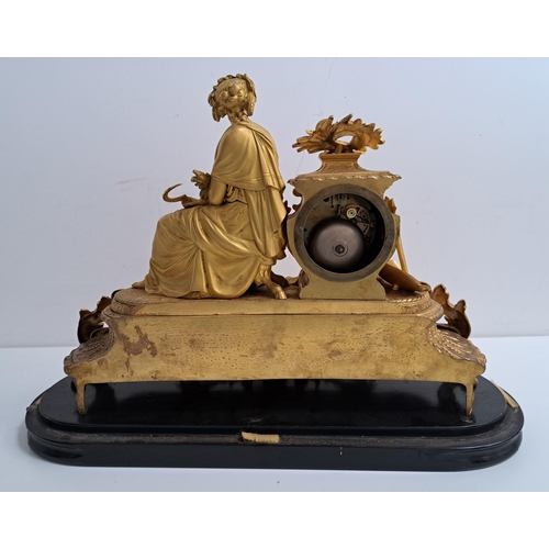 347 - 19th CENTURY FRENCH GILT METAL MANTLE CLOCK
with a circular enamel dial marked Hry Marc A Paris, wit... 