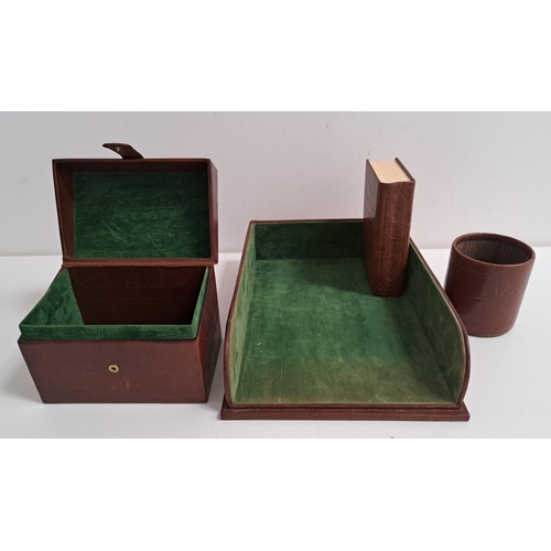 176 - MULBERRY DESK TOP FILING TRAY
with a green velvet interior, Mulberry round pen pot with a tartan int... 