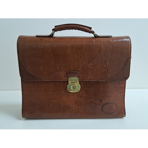 178 - MULBERRY SATCHEL/BRIEF CASE
with carry handle and brass lock, the tartan interior with a zip compart... 