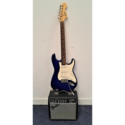 260 - 'SQUIER STRAT BY FENDER' ELECTRIC GUITAR
Affinity Series, with blue body and tremelo arm, serial num... 