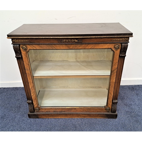 346 - VICTORIAN ROSEWOOD PIER CABINET
with gilt metal mounts and glass door, standing on a plinth base, 89... 