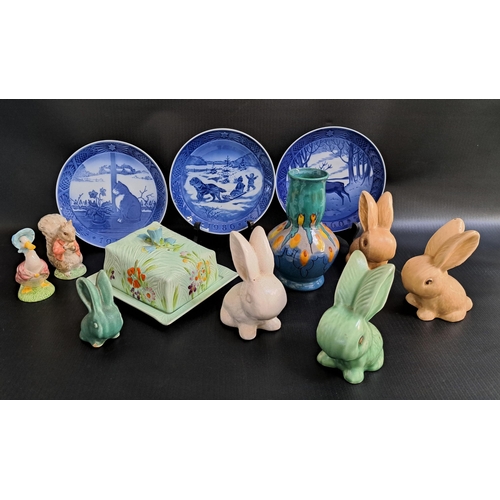 154 - SELECTION OF DECOARTIVE CERAMICS
including Sylvac rabbits, Royal Albert Jemima Puddleduck and Timmy ... 