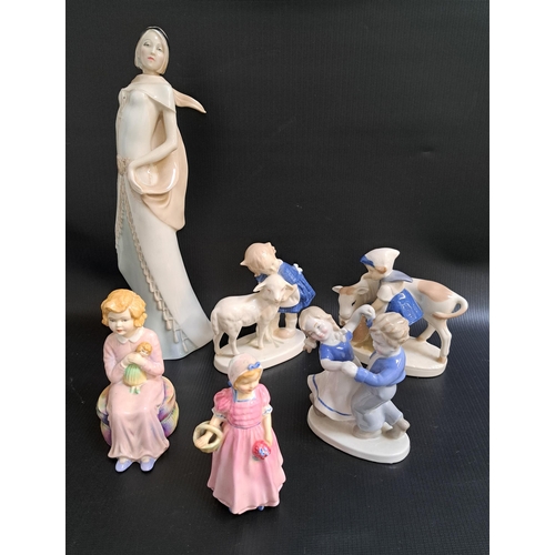 157 - SIX VARIOUS FIGURINES
comprising Royal Doulton Reflections - Charisma HN 3090, 32cm high; Royal Doul... 