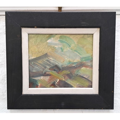 299 - JOHN MCCUTCHEON
Abstract mountain, oil on board, signed to verso, 15cm x 17.5cm