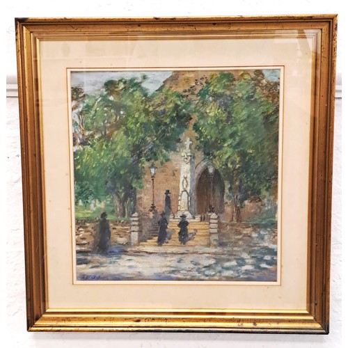 307 - PATRICK WILLIAM ADAM R.S.A. (Scottish 1854-1929)
Going to church, pastel, signed and inscribed to ve... 