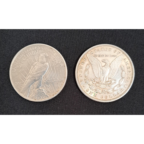 289 - TWO AMERICAN SILVER ONE DOLLAR COINS
comprising a Morgan dollar dated 1898 and a peace dollar dated ... 