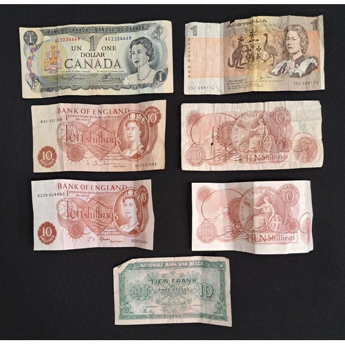 292 - SELECTION OF VINTAGE BRITISH AND WORLD BANK NOTES
including five 1944 Belgian 20 Belgas/100 francs n... 